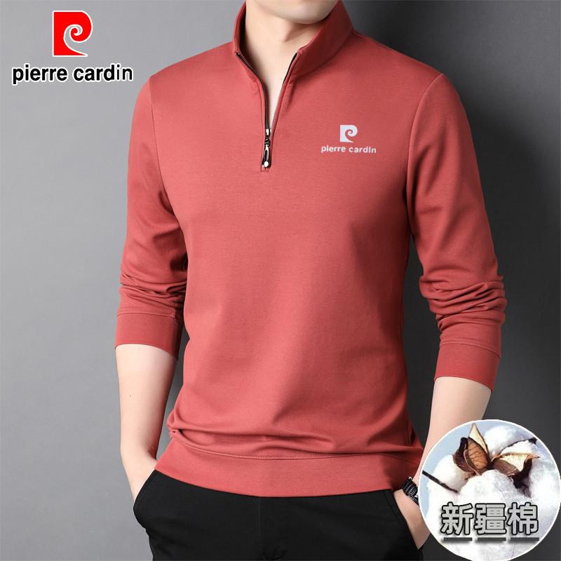 皮尔卡丹纯棉立领卫衣T恤男装