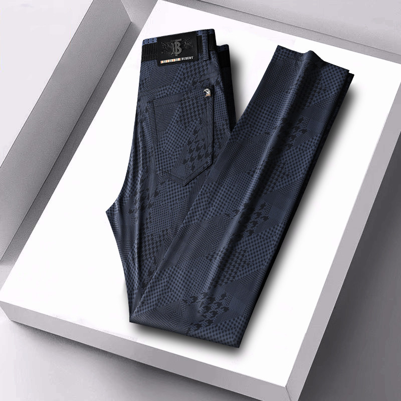 美国苹果AEMAPE夏季薄款男士高端休闲冰丝西裤牛仔裤中年长裤宽松