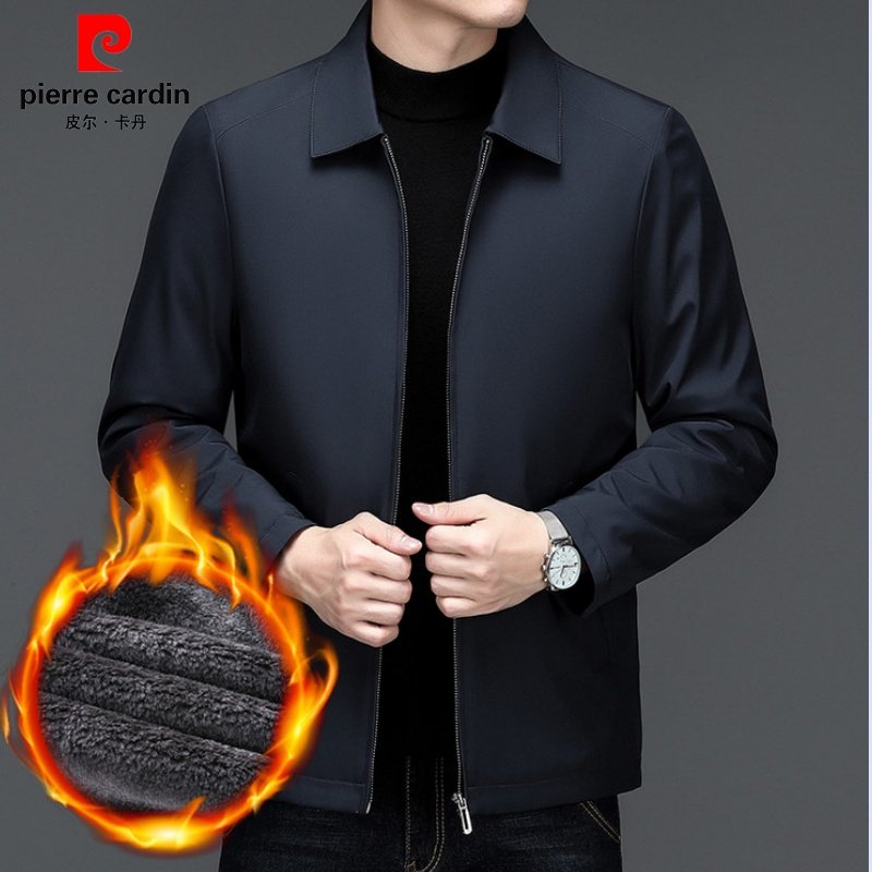 皮尔卡丹翻领加绒行政夹克