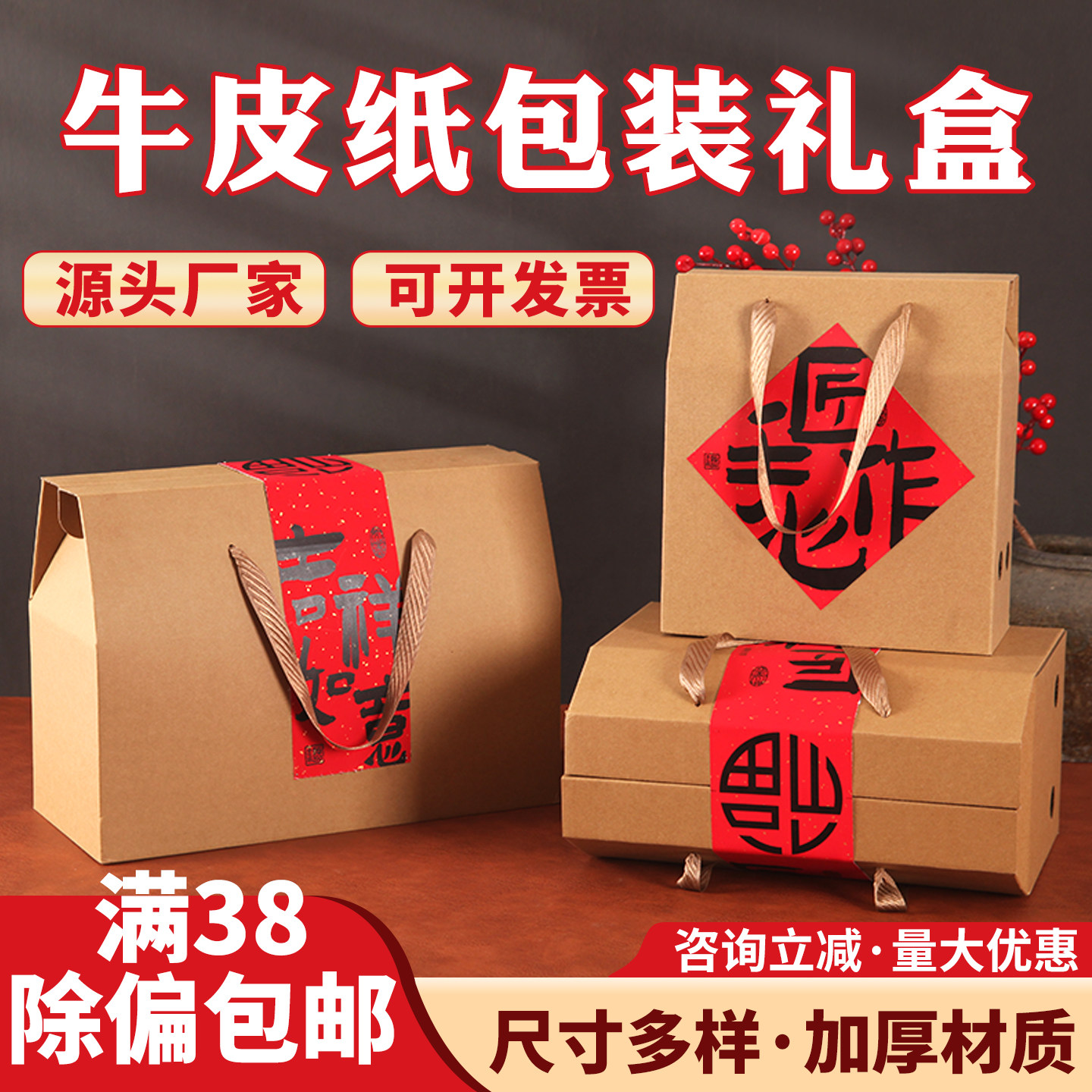 通用年货礼盒包装盒牛肉羊肉卤味香肠熟食店特产礼品盒空盒子定制,包装,礼品盒,淘宝优惠券,粉丝福利购,淘宝优惠卷