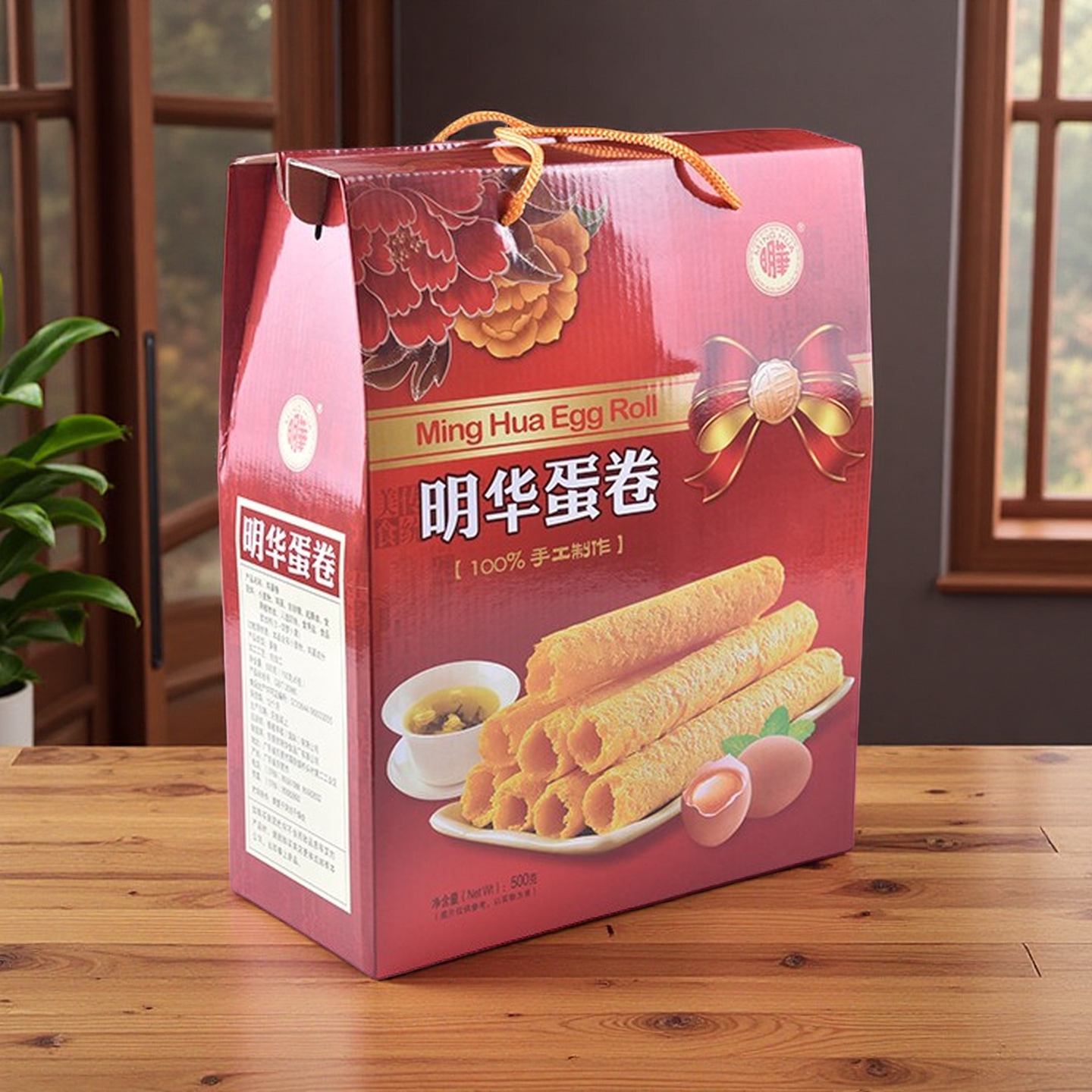 明华原味蛋卷传统技艺鸡蛋卷休闲零食办公室下午茶点心500g