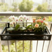 知萌花架置物架阳台悬挂式 护栏铁艺植物架子窗台栏杆花盆多肉挂架