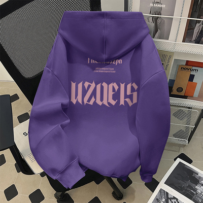 真维斯秋冬紫色个性简约连帽卫衣