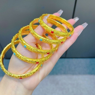 古法传承金包银花丝钱币手镯女宫廷风皇后手镯中式手环送女友礼物