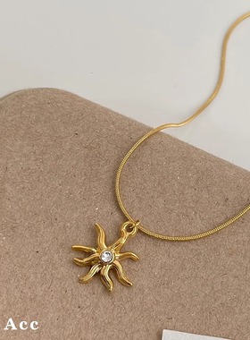复古叠戴太阳神项链气质锁骨链
