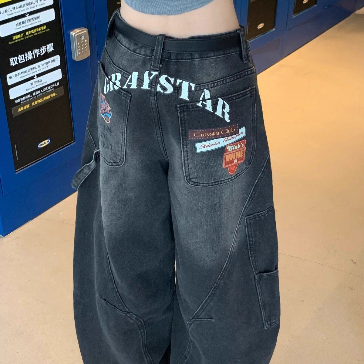 美式复古水洗做旧黑色牛仔裤女2026新款夏季直筒阔腿拖地长裤子女