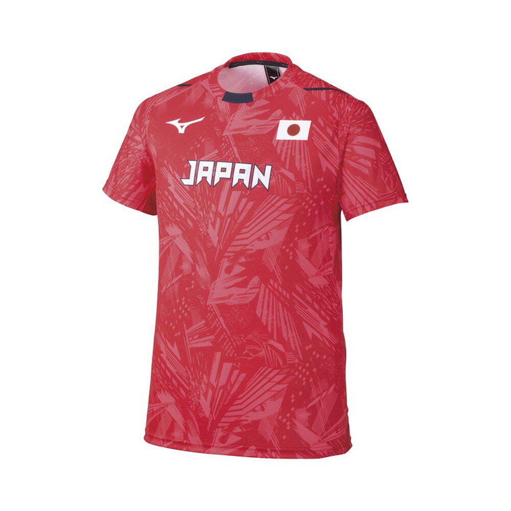 日本直邮mizuno 全日本复刻衬衫 japan 国旗短袖排球男女通用排球