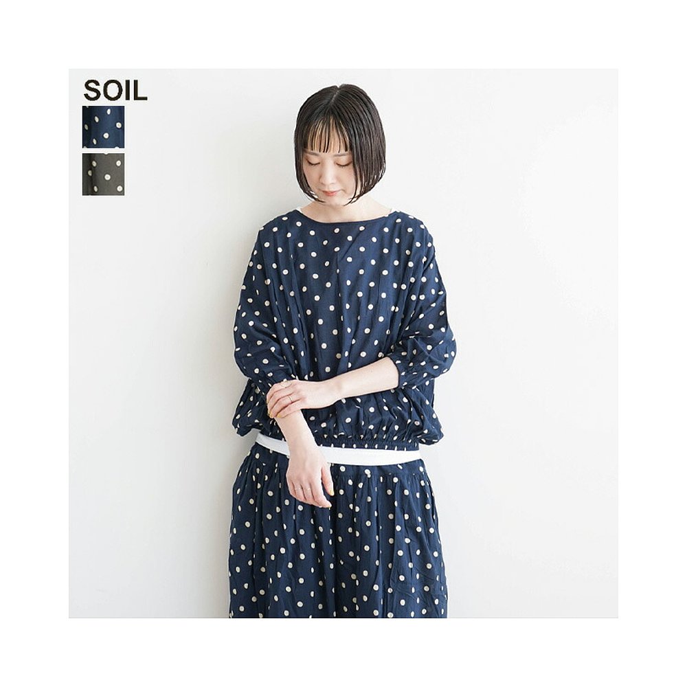 日本直邮NSL22012 SOIL CO VOILE DOT PRINT GATHERED SMOCK圆点