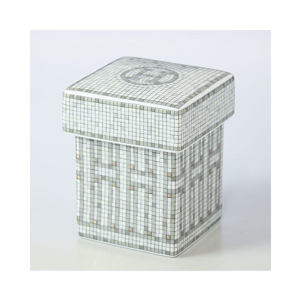 日本直邮hermes 马赛克 van quatre 白金小茶盒小茶罐 035061p 提