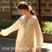 PJM INMARCH·丝趣·玫瑰庄园奶油玫瑰甜美娃娃领 真丝公主睡裙