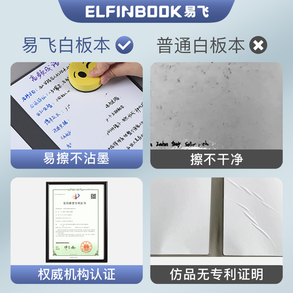 易飞白板笔记本A5小白板记事本便携可擦写桌面记事板留言板写字板