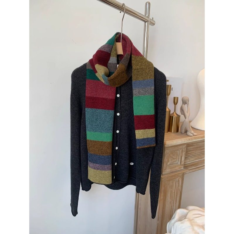 彩虹方糖全羊毛针织围巾女2026新款护颈多巴胺彩色条纹围脖披肩,服饰配件/皮带/帽子/围巾,围巾/丝巾/披肩,淘宝优惠券,粉丝福利购,淘宝优惠卷