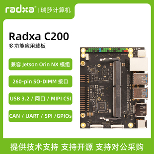 瑞莎 Radxa C200 多功能应用载板 兼容 Jetson Orin NX 模组