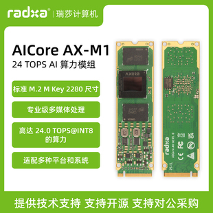瑞莎 Radxa AX-M1 24 TOPS AI 算力模组 / 加速卡AX8850 主控