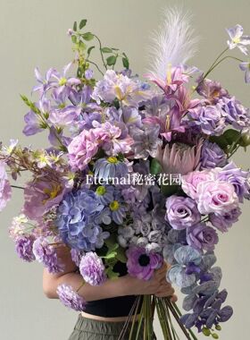 金华金东秘密花房工艺品有限公司仿真花紫色浅紫淡紫玫瑰绣球婚礼