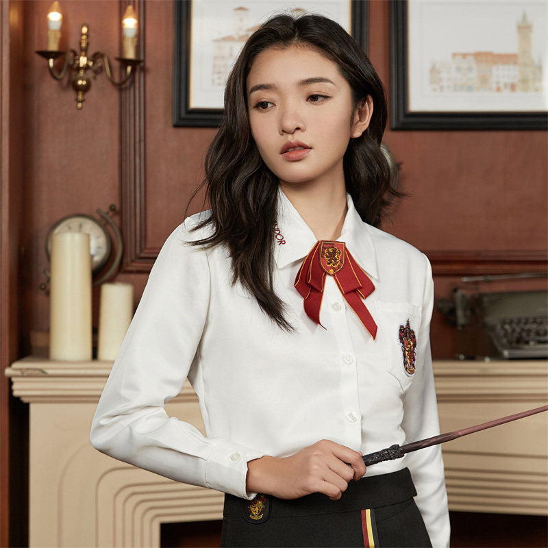 华纳正版哈利波特衬衫jk学院校服内搭cos长袖白色衬衣刺绣徽章
