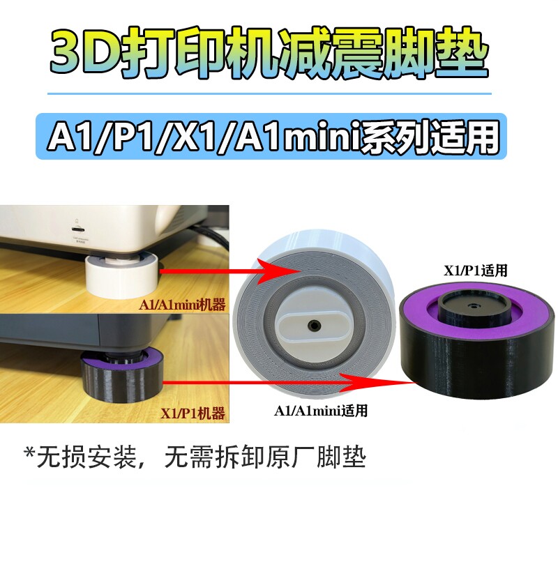 3D打印机X1/P1/A1/A1mini减震脚垫通用防滑耐磨减震脚垫原厂轴承