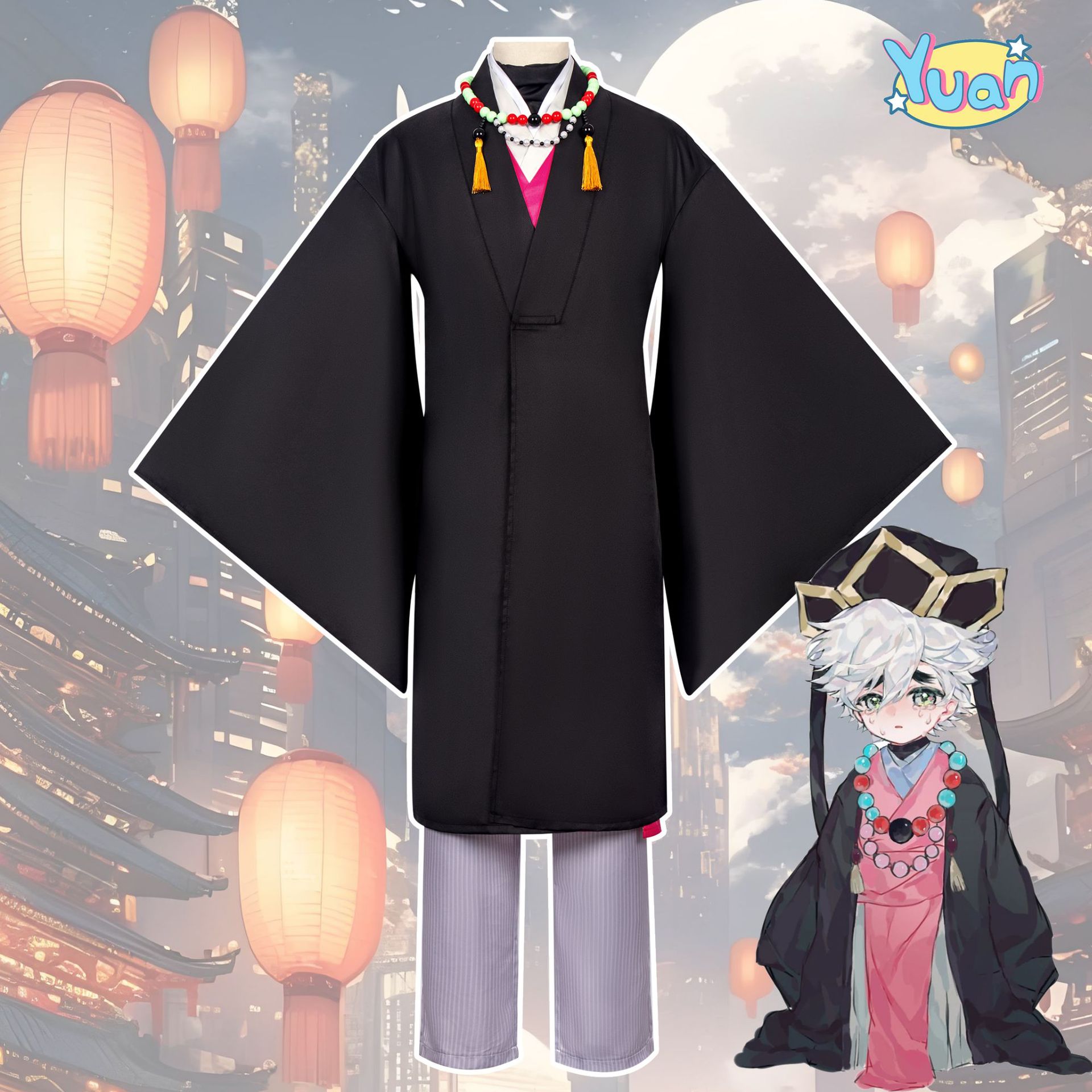 鬼灭之刃cos服万世极乐教教祖小童磨成人儿童二次元cosplay服装