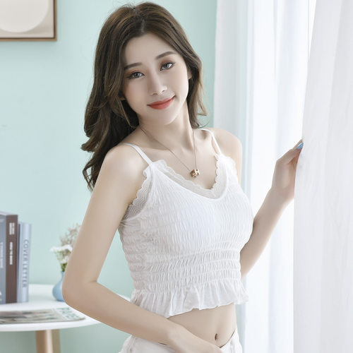 【独立装】性感百褶内衣女士吊带美背裹胸修身瑜伽背心带胸垫