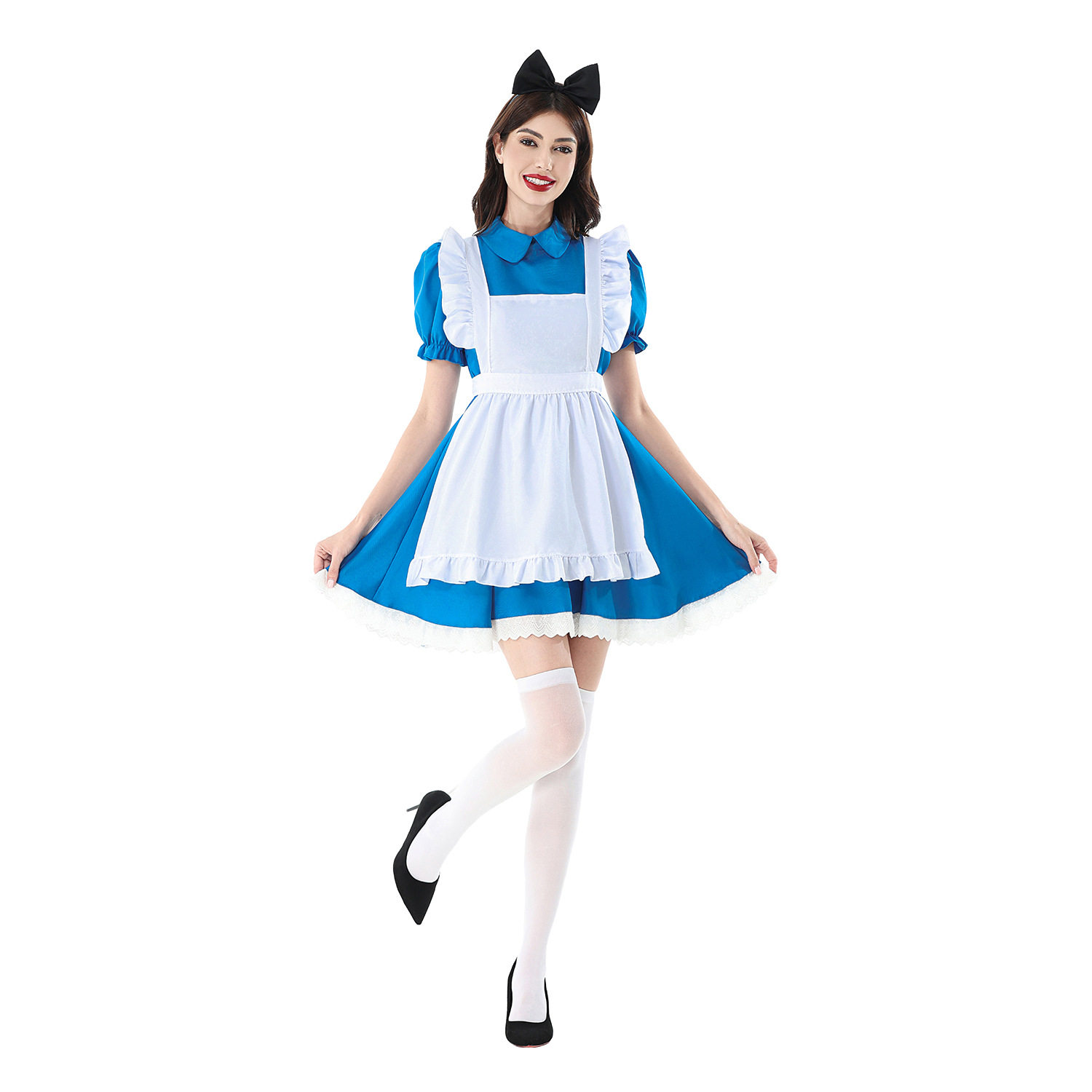 万圣节服装爱丽丝连衣裙蓝色公主裙女仆装cos表演服田园风Lolita