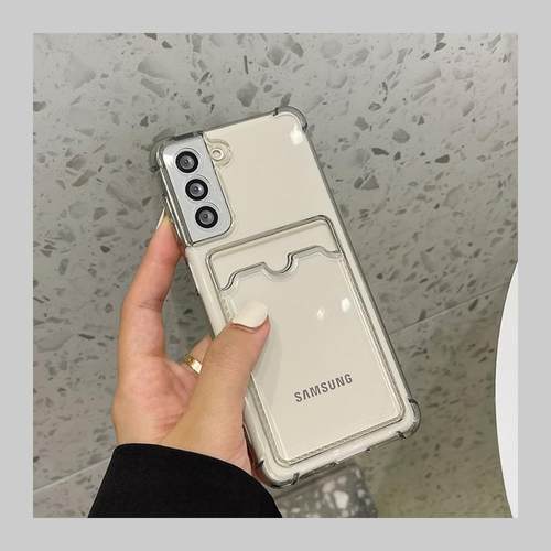 透明S22/S23FE放卡照片适用三星S24U全包S21手机壳Note20Ultra气囊10防摔S24+透黑A16便捷A55插公交卡A53/A54