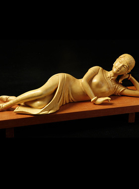 厂家批发黄杨木雕美女新中式家居装饰书房客厅摆件工艺品根雕