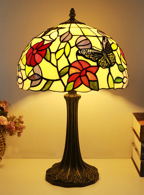 汇璟蒂凡尼灯罩欧式卧室客厅书房蝴蝶台灯跨境灯饰家居装饰摆件灯