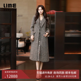 新款 朗姿 LIME莱茵羊毛优雅长大衣精致通勤轻奢外套复古25年冬季