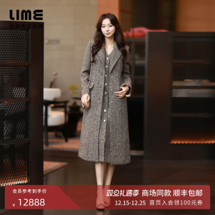 新款 朗姿 LIME莱茵羊毛优雅长大衣精致通勤轻奢外套复古25年冬季