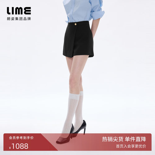 【商场同款】朗姿/LIME莱茵黑色不对称裙裤短裤通勤2026夏季新款