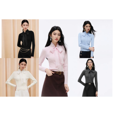 【七七酱直播间】LIME莱茵针织套头衫修身高级蝴蝶结25冬新