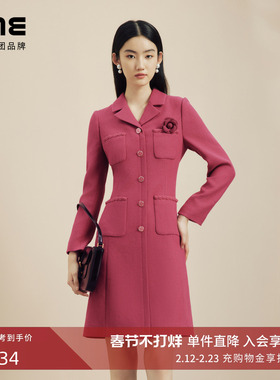 LIME莱茵西装外套式连衣裙秋冬新款粗花呢优雅千金风收腰裙子