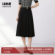 新款 LIME莱茵高腰A字版 型百褶半身裙秋季 不对称通勤百搭裙子
