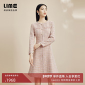 LIME莱茵千金玛德琳法式 优雅小香风粗花呢连衣裙秋冬新款 收腰裙