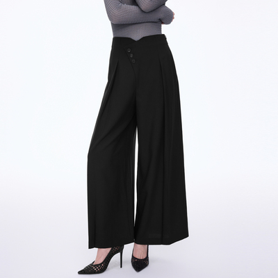 【商场同款】朗姿/LIME莱茵高腰宽松阔腿裤斜排纽扣气质26春新款