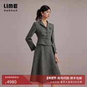 朗姿集团LIME莱茵连衣裙深灰色复古优雅舒适浪漫经典 率性25秋新款