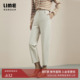 朗姿集团LIME莱茵秋冬高腰百搭萝卜裤 白色直筒显瘦九分女裤