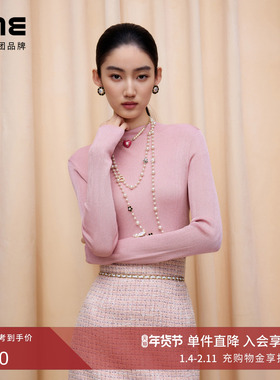 朗姿集团LIME莱茵女针织套头衫高领修身打底衫内搭衫25冬新款