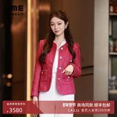 朗姿集团LIME莱茵斜纹软呢短截上衣孔雀四贴袋直身小个子25冬新款