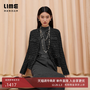 冬新款 纱松弛有型开衫 LIME莱茵羊绒针织小香风外套花式 朗姿
