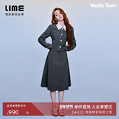 长裙新款 LIME莱茵短外套上衣蕾丝轻奢翻领套装 明星同款 朗姿