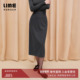 朗姿集团LIME莱茵高密针织面料半裙腰带后开叉设计感法式 25冬新款