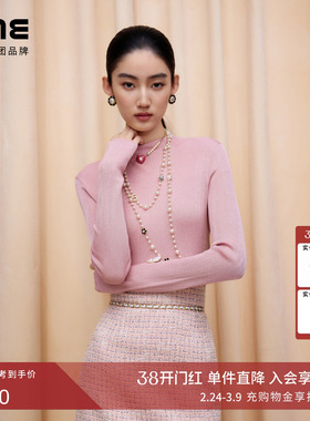 朗姿集团LIME莱茵女针织套头衫高领修身打底衫内搭衫25冬新款