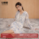 朗姿集团LIME莱茵连衣裙米白色优雅气质收腰减龄通勤25年秋季 新款