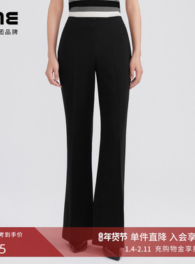LIME莱茵年早春新款直筒显瘦长裤通勤西装裤女黑色显高显气质