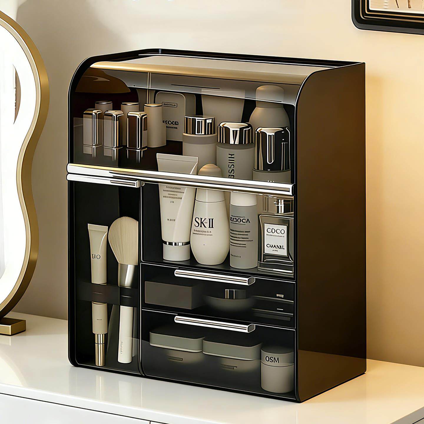 日本化妆品收纳盒桌面高级感化妆台护肤品口红置物架化妆刷置物架