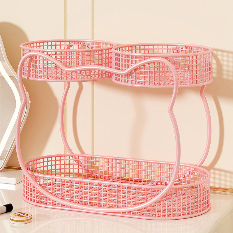 多巴胺桌面化妆品收纳盒梳妆台多层护肤品置物架口红香水整理架子