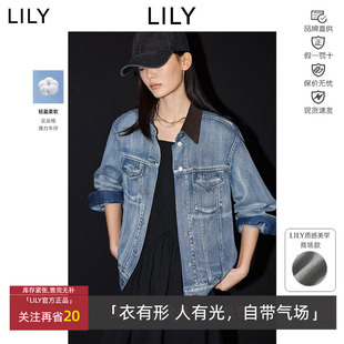 LILY2026春新款 复古巴恩风拼接翻领纯棉夹克外套女126119G3934