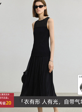 【ART系列】LILY夏新款无袖收腰休闲连衣裙小黑裙女125240C7633