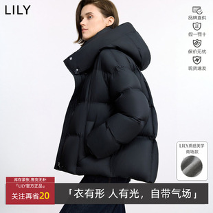 加厚鹅绒服女冬季 LILY短款 宽松羽绒外套125420DD286 法奢白金